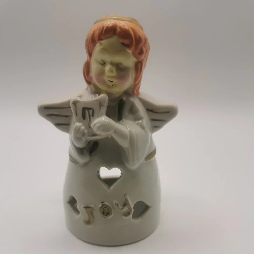 Vintage Pottery Angel 'Joy' Candle Holder -Table‎ Decor -5
